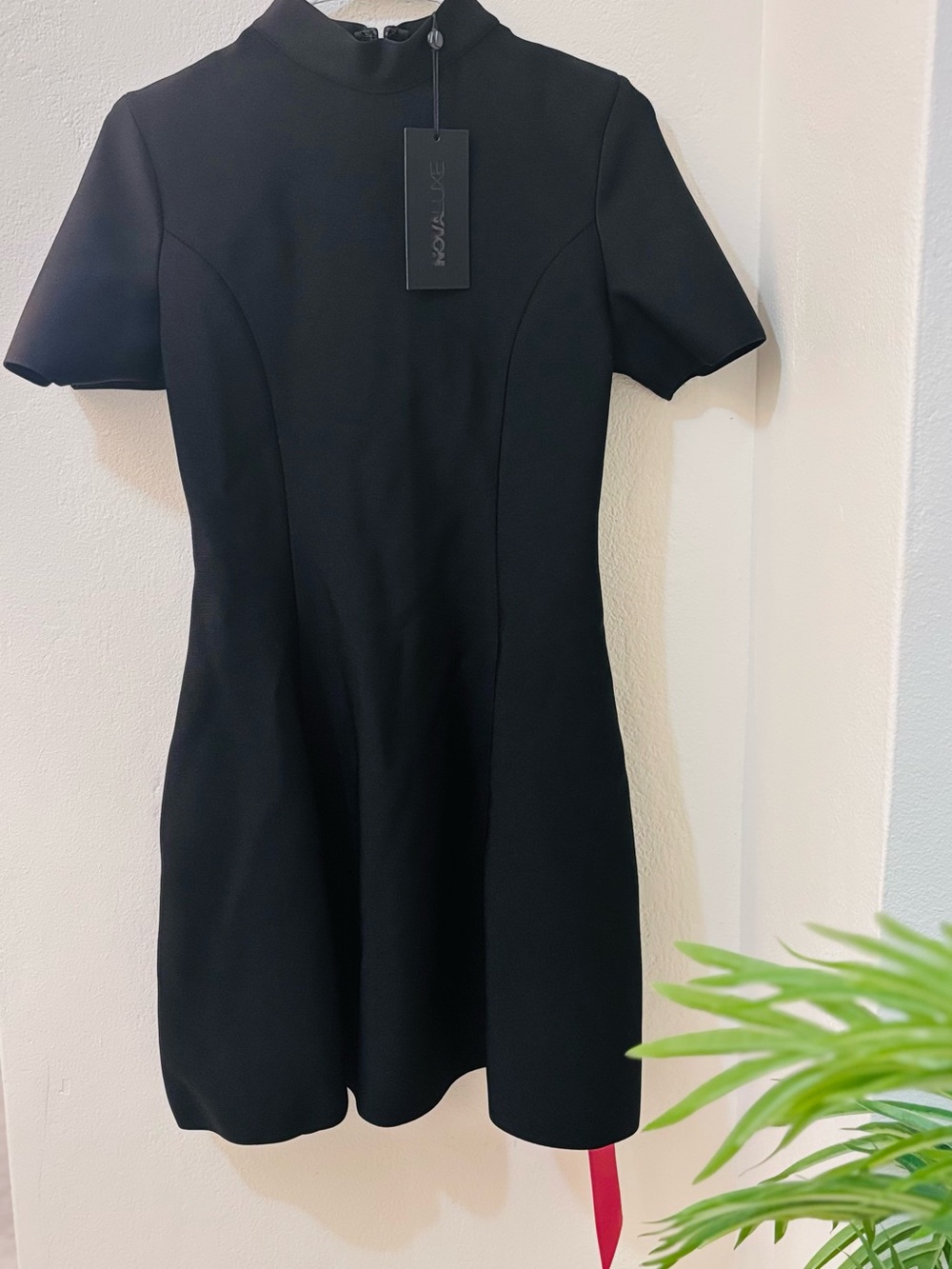 Fashion Nova Black Short Sleeve Mock Neck Mini Dress